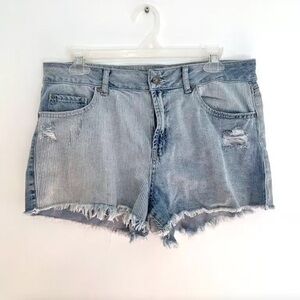 Denim Blue Distressed Women Shorts